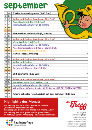 Treff Backnang: Programm September 2025