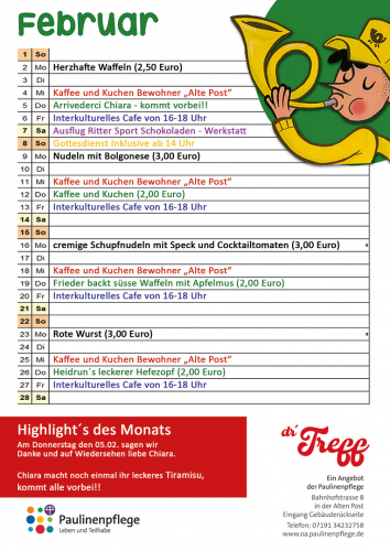 Treff Backnang: Programm Februar 2026