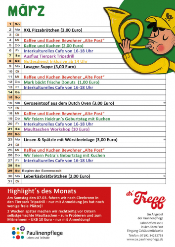 Treff Backnang: Programm März 2026