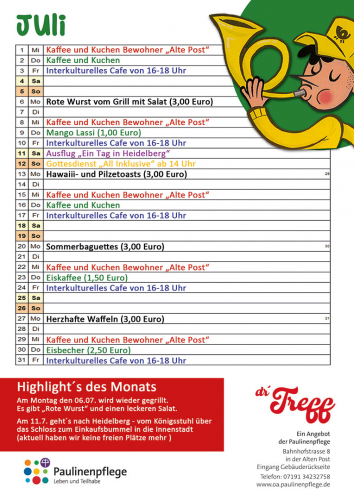 Treff Backnang: Programm Juli 2026 Treff Backnang: Programm Juli 2026