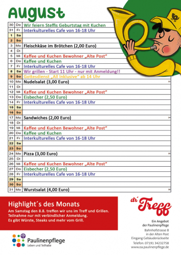 Treff Backnang: Programm August 2026